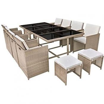 vidaXL Set Comedor Jardín 33 Pzas Ratán Sintético Gris Mesa Sofá Sillón Silla