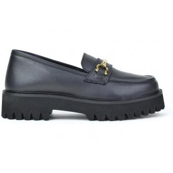 Mocasines de Mujer Piel Negro con Plataforma