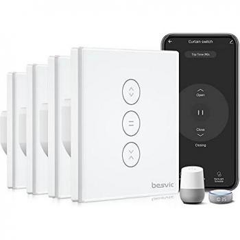 ãTÃ¡ctil LED del Cristalã4 Pack Interruptor Persiana WiFi, Besvic Interruptor TÃ¡ctil Inteligente con Temporizador, Control por Voz y APP, Compatible con Alexa y Google Home, para Motor Persiana Tubular