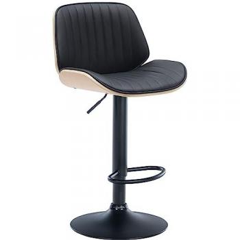 Taburete de Bar Nova en Polipiel Natural/Negro, Ajustable y Giratorio con Base Metálica y Reposapiés