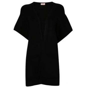 Black Twinset Cape for Women - One Size with Logo Embroidery