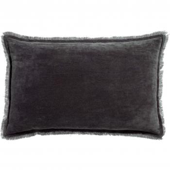 Fundas de cojines Vivaraise FARA en Gris 40x65 cm - 100% Terciopelo de algodón, Lavables y Extraíbles con Flecos