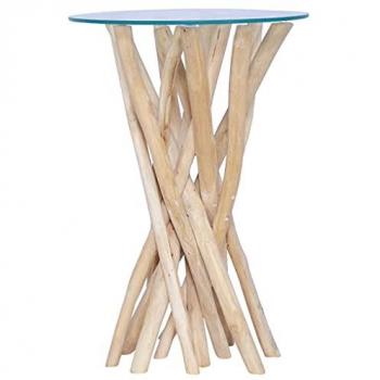 vidaXL Coffee Table with Glass Top 35x35x50 cm Solid Teak Wood