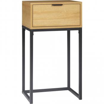Mesa Consola con Cajón y Patas de Acero 40x30x76cm Natural