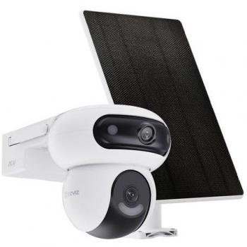 Cámara de vigilancia motorizada EZVIZ HB90 con panel solar de 8W, doble objetivo 2K+, visión nocturna a color, detección de humanos y audio bidireccional
