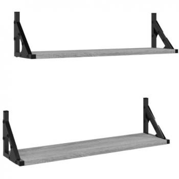 Estantes de pared 2 unidades gris Sonoma 60x15x15,5 cm