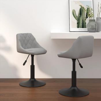 Sillas de comedor giratorias de terciopelo gris claro - 2 piezas