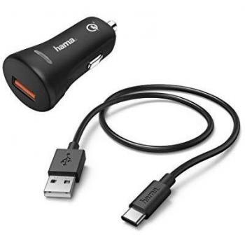Cargador de Auto Hama USB Tipo-C QC 3.0, 3 A, Negro, 1.5 m