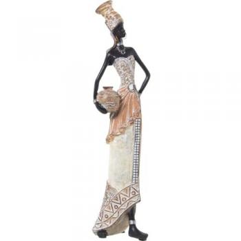 Figura Decorativa Alexandra House Living Blanco Dorado Plástico Africana 12 x 14 x 45 cm