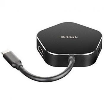 D-Link DUB-M420 - Hub USB tipo C, 4 en 1, adaptador USB C con HDMI 4K y 1080p, 2 puertos USB3.0/USB2.0, 1 puerto USB C para cargador hasta 60W y datos, sin instalación, compatible con Windows y Mac