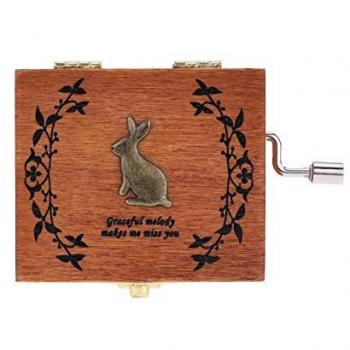 Andoer® Retro Caja Musical de Madera Manivela Music Box Ejecución Exquisita 4 Patrones de Opción