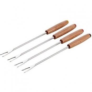 STAUB Polvo 1444004 Juego con 4 Tenedores de Fondue Corta, Acero Inoxidable, Plata, 4 Unidades