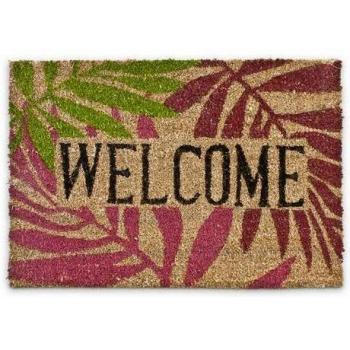 Felpudo Antideslizante Bienvenido de Coco y PVC, Alfombrilla Multicolor 40 x 60 cm
