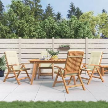 Reclining Teak Garden Chairs with Cushions - Set of 4