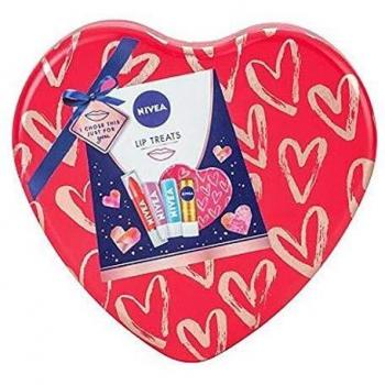 NIVEA caja metálica con 3 protectores labiales y 1 lipstick