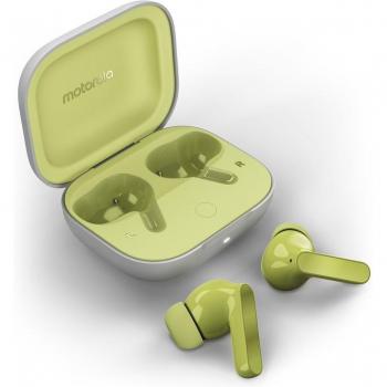 Motorola Moto Buds Green Banana - Auriculares Inalámbricos con Estuche de Carga Verde y Micrófono Integrado