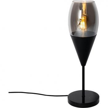 Lámpara de mesa moderna negra con cristal ahumado - Drop QAZQA Lámpara de mesa negra con cristal ahumado