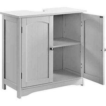 Mueble para lavabo blanco 60x60x30cm con 2 puertas y compartimentos de almacenamiento
