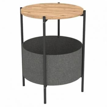 Miroytengo Nyx Mesa de Centro 43x60Cm Gris con Superficie en Roble Safir, Patas de Metal, Melamina y Bolsa de Tela – Mueble de Salón