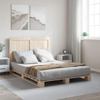 Cama con cabecero de madera maciza de pino 160x200 cm