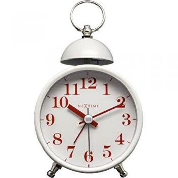 Reloj de Mesa Nextime 5213WI, Unisex, 16 cm, diseño moderno y minimalista, mecanismo de cuarzo, color blanco
