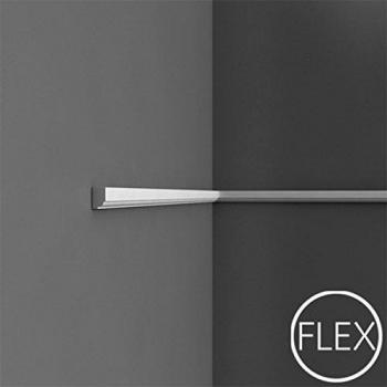 Riel de imagen flexible pequeño Orac P9050F con patrón lineal, moldura decorativa premium de 2 m en color blanco y pretratada