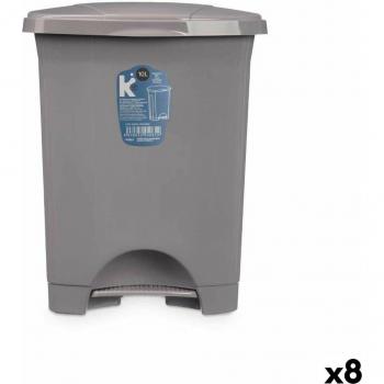 Papelera con Pedal Gris Plástico 10 L (8 Unidades)