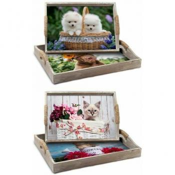 Juego de Bandejas DKD Home Decor Multicolor 40 x 30 x 6 cm Madera MDF (2 Unidades)