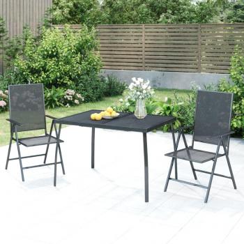Mesa de jardín redonda de acero antracita 110x80x72 cm