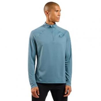 Camiseta Odlo Essentials Ceramiwarm Half Zip manga larga azul celeste - L, forro polar con media cremallera, Essential Ceramiwarm, para hombres, midlayer, fitness shirt, sudadera