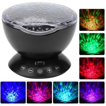 Proyector Ocean con Luces Nocturnas Integradas y Reproductor de Música, 12 LED y Lámpara de 7 Colores para Teléfono y PC