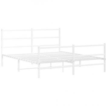 Cabecero de metal blanco con cabecero y pediera 160x200 cm, estructura cama metal con cabecero y estribo blanco 160x200 cm, estructura cama sin colchón con estribo metal blanco 160