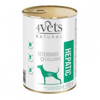 4Vets Natural Hepatic Dog - Comida Húmeda para Perros con Problemas Hepáticos - Sabor Pavo - 400g Lata