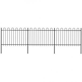 Black Steel Garden Fence with Hoop Top 5.1 x 1.2 m