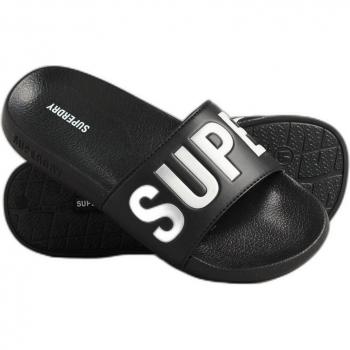 Superdry Core Pool Slides - Women's Black/White Slippers