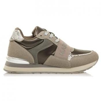 Zapatillas Deportivas para Mujer Mariamare 63452 con Tira Elástica, Cordones y Suela Plano de 3 a 5cm en Color Beige