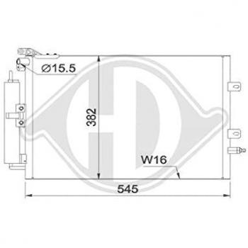 Condensador de Aire Acondicionado DIEDERICHS DCC1766 para Renault Clio 3 y Modus/Grand Modus con Secador
