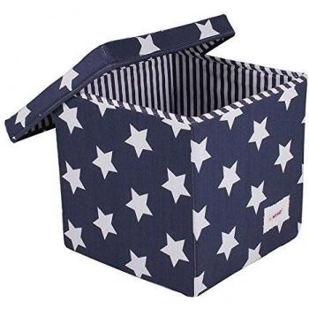 Minene 1262 - Cubo de tela, diseño estrellas, color azul oscuro