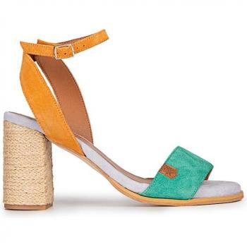 Sandalia de Tacón Popa Serraje Multicolor