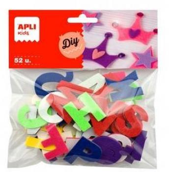 Letras de fieltro adhesivas surtidas en colores, pack de 52 unidades