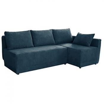 Sofá Rinconero Columbus 149 Turquesa con Función de Descanso y Caja de Ropa de Cama, 210x135x85cm
