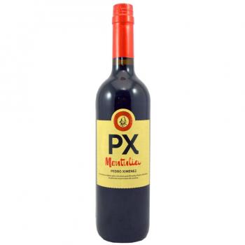Pedro Ximénez Montulia, vino dulce de licor, D.O. Montilla Moriles, elaborado con uvas Pedro Ximénez, color oscuro y denso, sabor intenso y afrutado con notas de higo y pasas