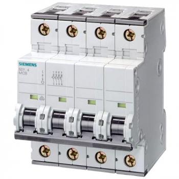 Interruptor Automático Siemens 5SY6616-7, 16A, 400V, 6kA, 3+N polos