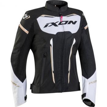 Ixon Chaqueta de Moto para Mujer Striker Air Negra, Blanca y Dorada