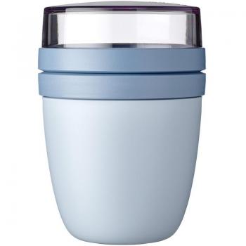 MEPAL Lunchpot Ellipse - nordic azul, fiambrera de dos compartimentos con capacidad total de 700 ml (500 ml + 200 ml), diseño en color azul nórdico, apta para microondas y lavava