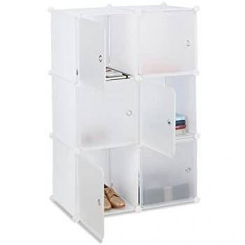 Estantería Modular Cubo de Plástico Blanco con 6 Compartimentos, Dimensiones 105 x 70 x 35 cm