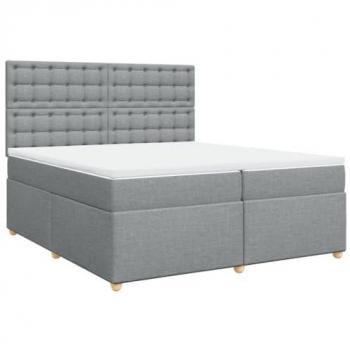 Cama box spring con colchón de muelles gris claro 200x200 cm tela