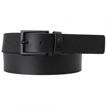 BOSS Timon Leather Belt with Logo Detail - Men's Black 105 cm