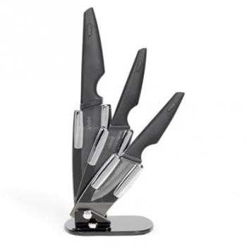 Set de 3 cuchillos de cerámica con soporte - Livoo MEC135N - 7,5 / 10 / 12,5 cm - Apto para lavavajillas