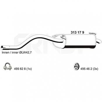 Silenciador trasero ERNST 313179 para Ford KA 3 puertas